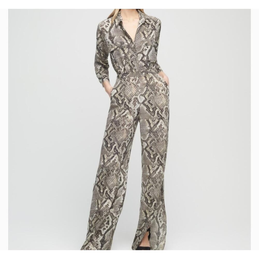 L'Agence Teddy 100% Silk Python Snake Print Wide … - image 14